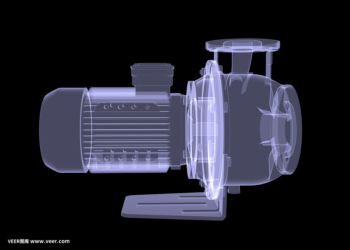 水泵电机。x射线渲染